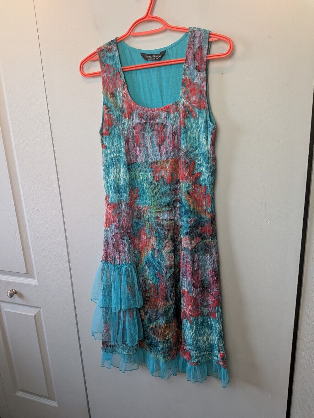TANGO MANGO Colorful Summer Mini Dress Women Size Medium Layered Sleeveless